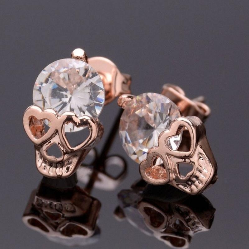 Buy Creative Heartshaped Skull Inlaid Zircon Stud Earrings For Women