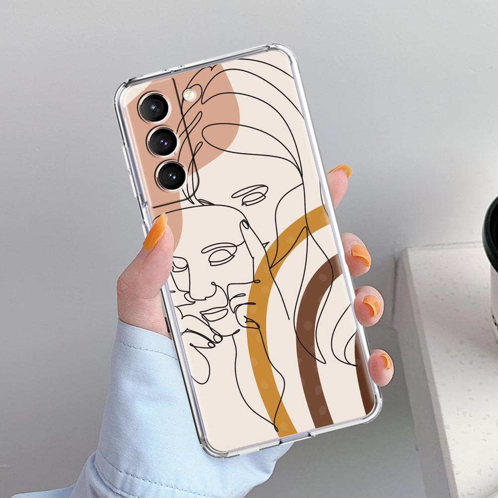 Phone Case For Samsung Galaxy S26 S25 S24 S23 S22 Ultra S20 S21 FE 5G Plus Soft Clear Cover One Line Art