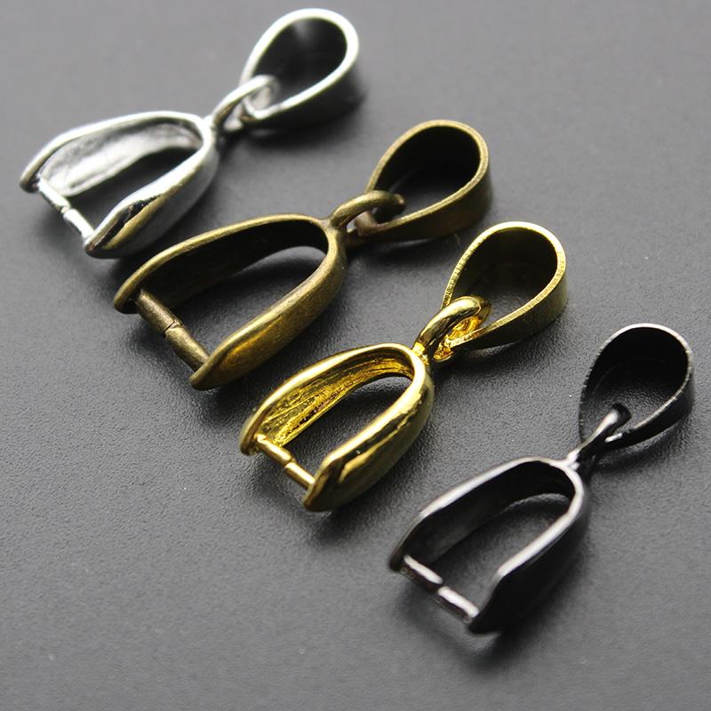 20Pcs Copper Gold Silver Plated Pendant Pinch Bail Clasps Necklace Hooks Clips Connector For DIY Jewelry Making Findings