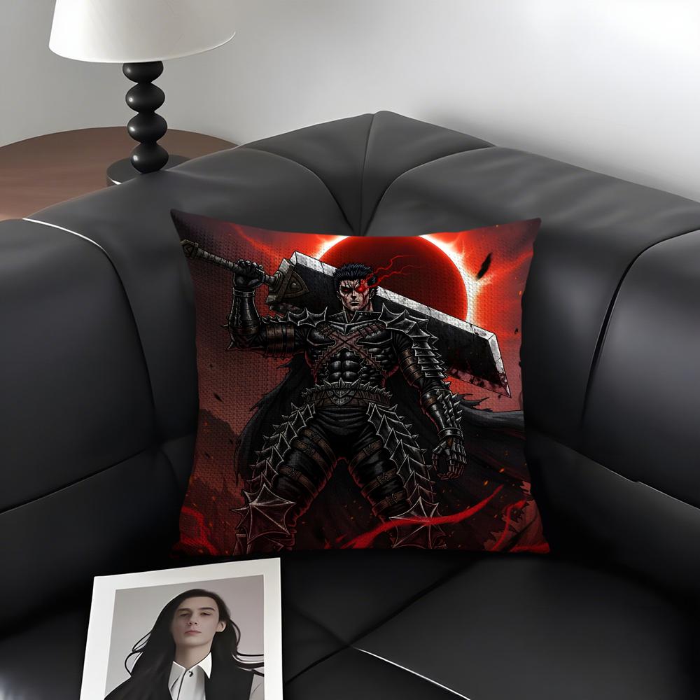 BBerserk Comic Cushion Cover Natural Linen Organic Fabric DoubleSided Printing Sofa Home Decor Gift Pillow Case