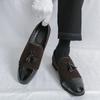Men Loafers Leather Individuality Formal Business Shoes Coffee Slip On Flats Wedding Dress Prom Shoes Over Sized