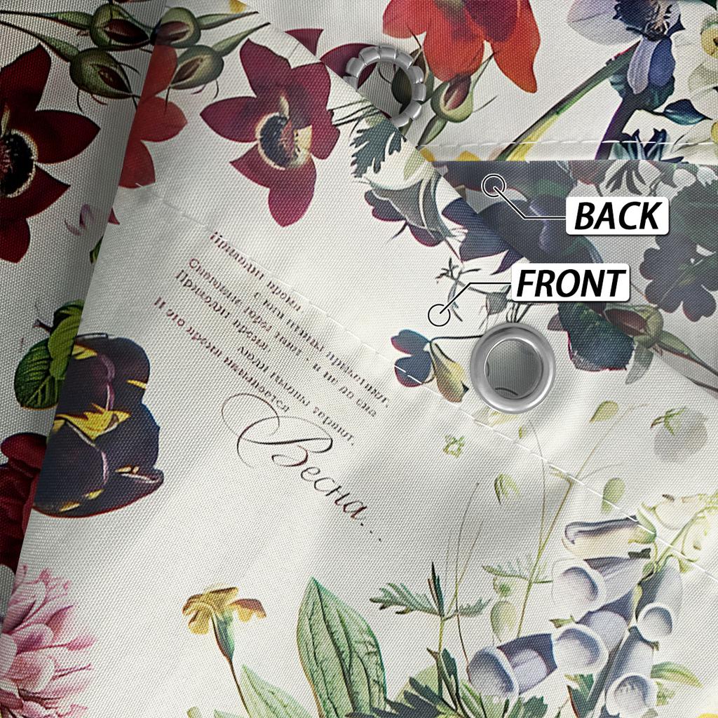 1 ks retro sprchový závěs s potiskem květinového vzoru, vodotěsný a pratelný, s 12 háčky, koupelnové sprchy, vana, pro domácí použití