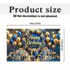 2D Blue Gold Birthday Banner Cloth Balloons and Gift Boxes Party Decoration