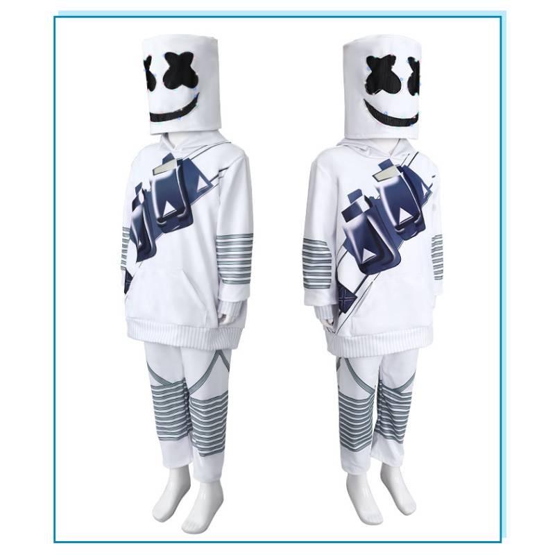 Marshmello Dj Costume Set With Hood Gloves And Pants For Halloween Performance