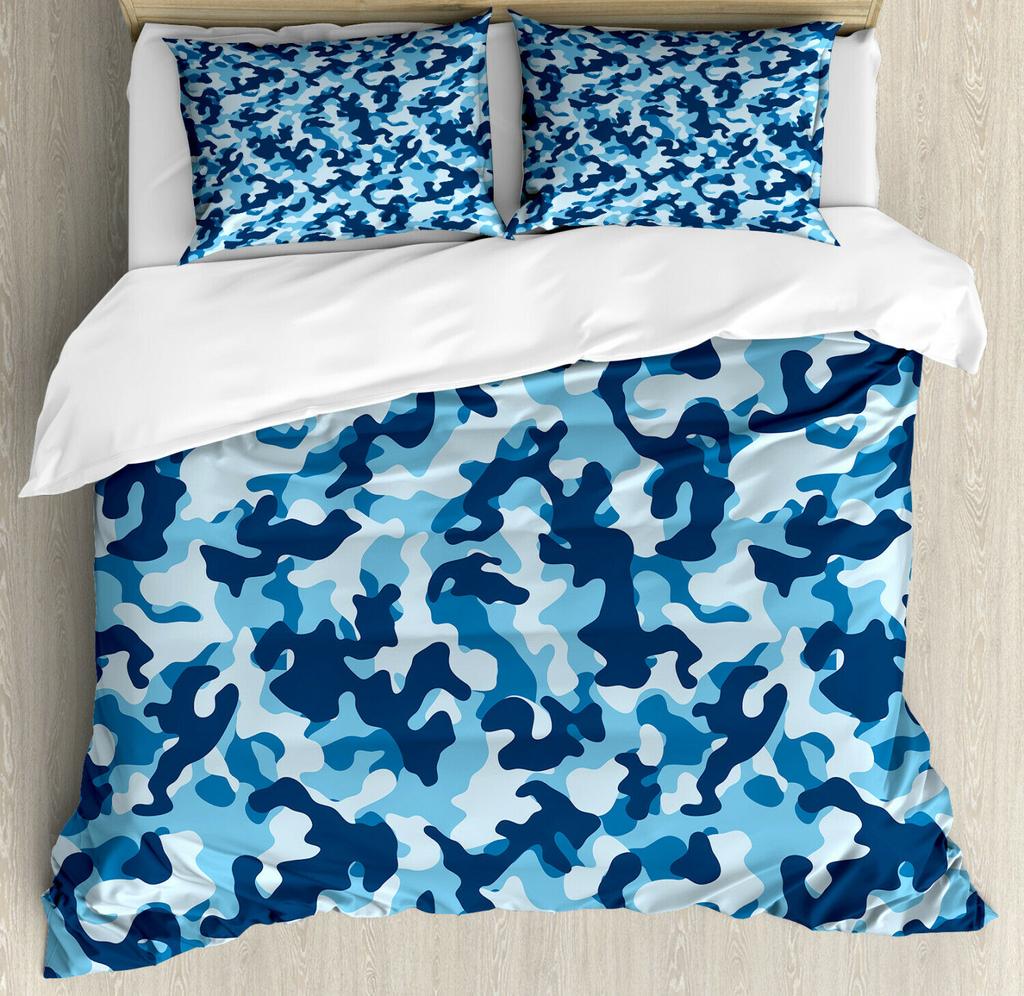 Camouflage Duvet Cover Set, Camouflage Concept Concealment Artifice Hide Force Uniform Pattern Fashion, 3 Piece Bedding Set