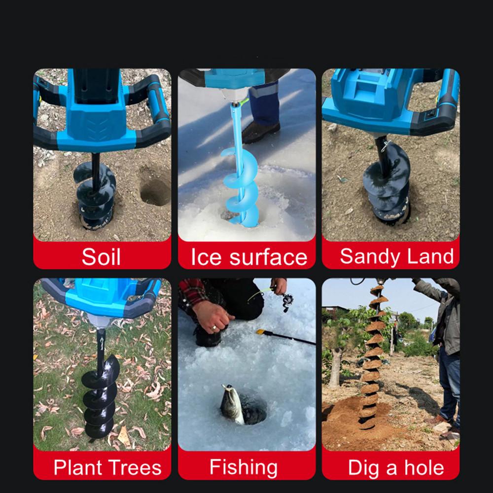 High Power Brushless Cordless Ground Drill Electric Alloy Ground Drill Winter Drilling Ice Farm Planting Boreholes Power Tool