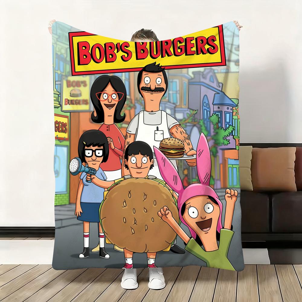 Cartoon B-Bobs B-Burgers Anime Throw Flannel Fluffy Soft Blanket Warm Skin-Friendly Throw For Sofa Bed Office Nap Winter