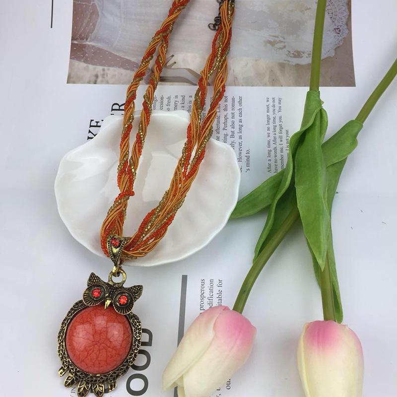

Ювелирные изделия ручной работы, винтажное, этническое модное короткое, креативное ожерелье с разноцветной совой