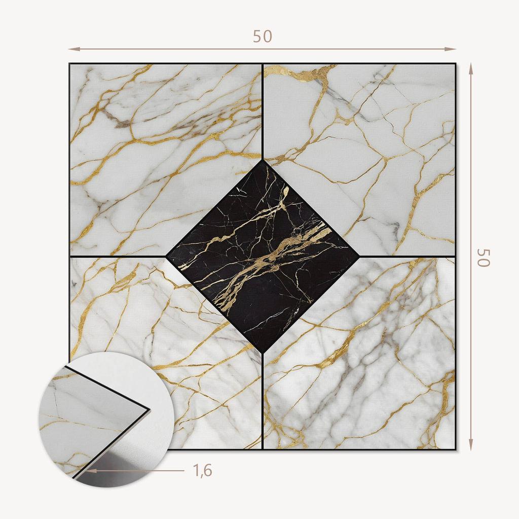 Package of PVC Tiles With a Pattern for the Living Room Self-Adhesive Elegant Marble Pattern 4X50X50 Cm