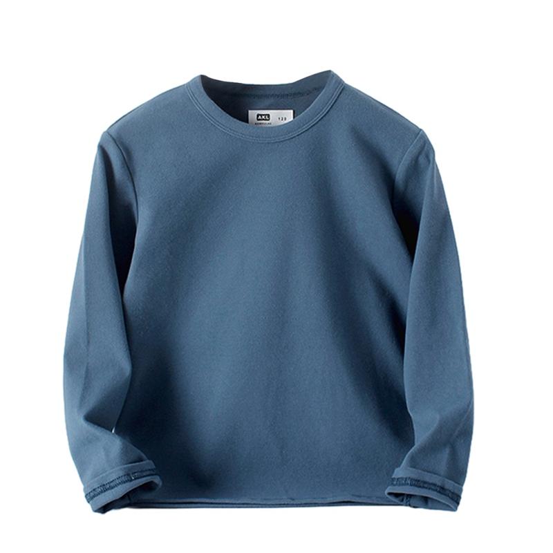 

Толстовка с длинными рукавами для детей 4-10 лет, детский однотонный пуловер с круглым вырезом, рубашка 120