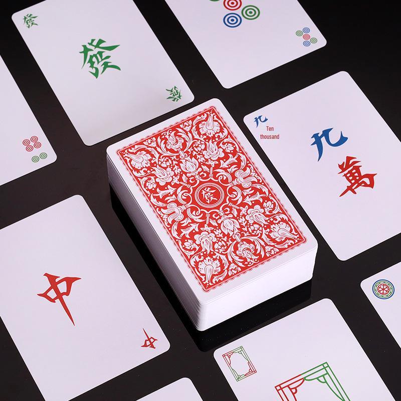 Jin Yi Wide Waterproof Plastic Mahjong Tiles with Dice - Travel Cards Set
