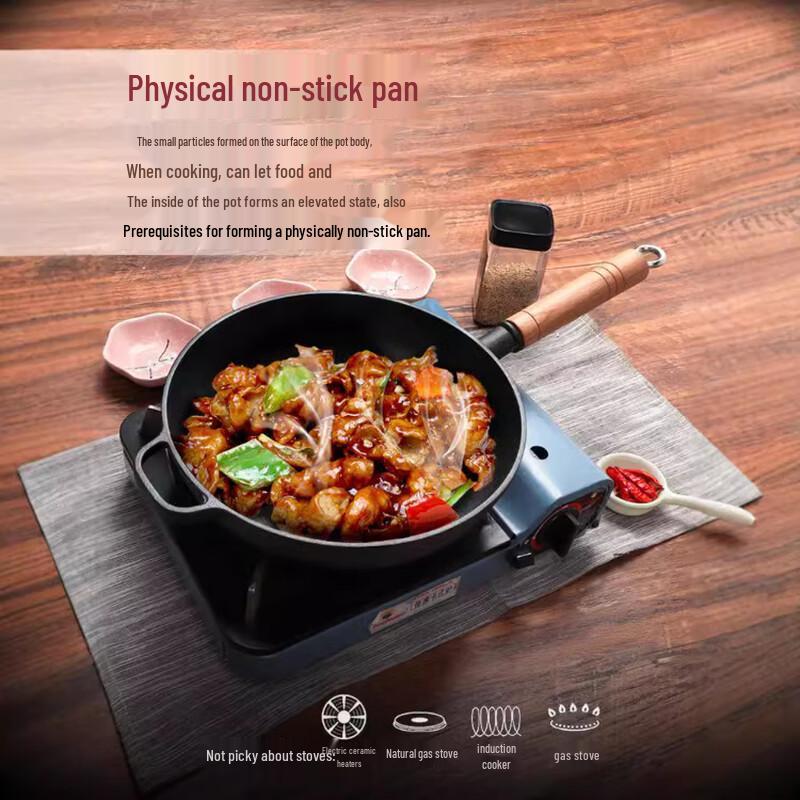 24CM Non-stick Cast Iron Frying Pan with Glass Lid