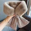 Faux Rabbit Fur Woolen Cross Muffler Korean Style Fluffy Knitting Neck Shawlrf  Female