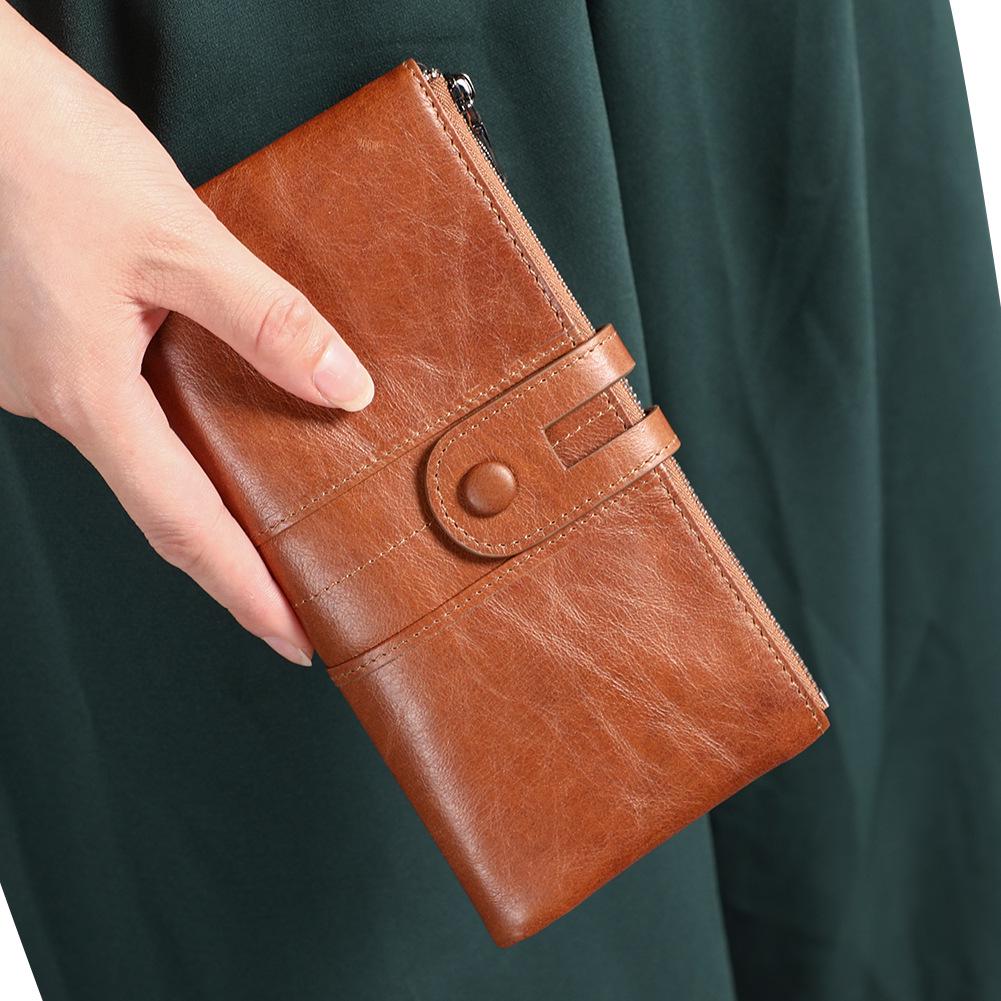 Vintage Women's RFID Snap Closure Leather Wallet, Large Capacity with Multi-Card Slots and Coin Purse