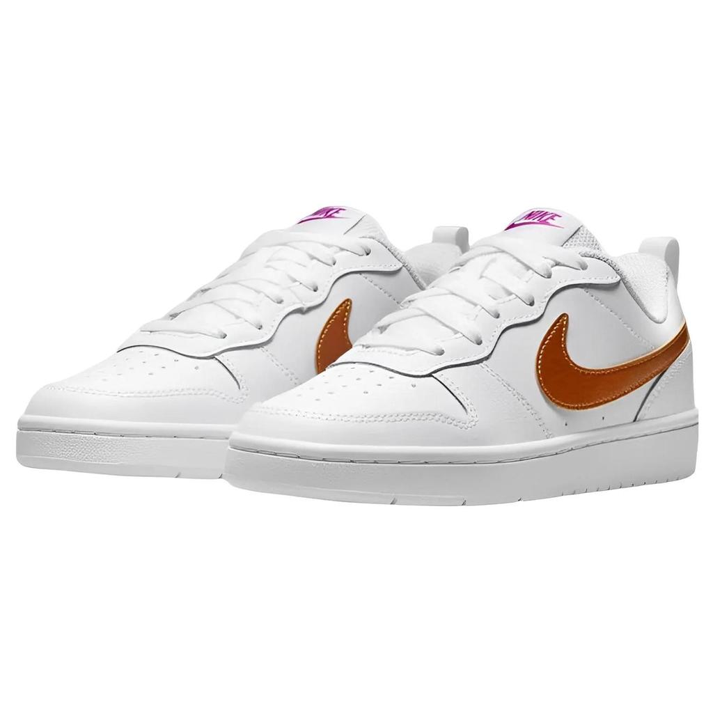 Nike Court Borough Low 2 SE Grade School 'White Metallic Copper' (Unisex) White / Vivid Purple / Metallic Copper Kids' Skateboarding Shoes
