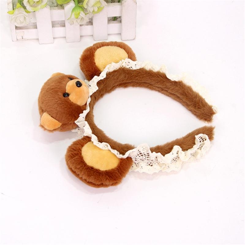 Soft Plush Lace Bear Headwear For Kids Comfortable Hairband Lightweight Hair Accessory For Sensitive Skin