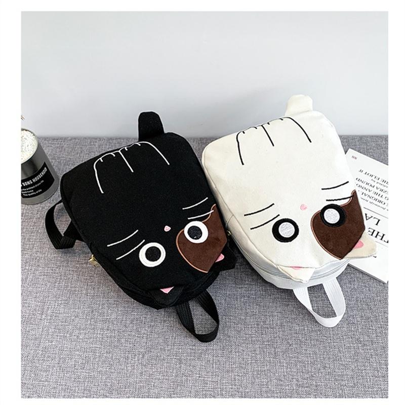 New Arrival 20l Canvas Cat Backpack For Girls And Boys Soft And Durable With Lovely Print