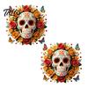 Halloween Skull Window Clings Day of The Dead Flower Static Sticker, Colorful Mexican Floral Glass Indoor Outdoor Festive Art Decal, Waterproof