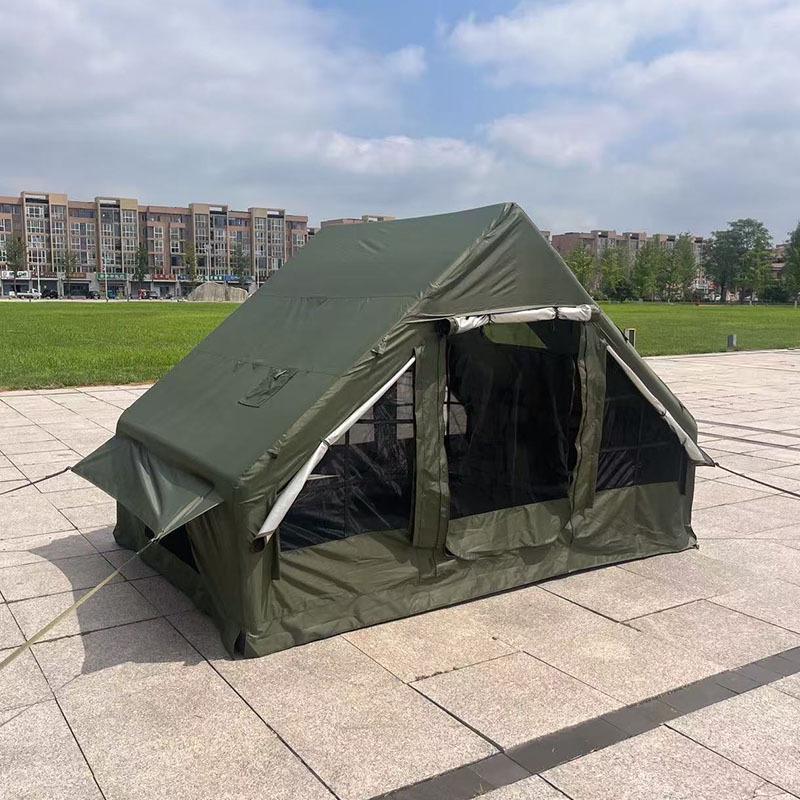 Army Green Windproof Inflatable Tent for Camping and Self-Driving Tours