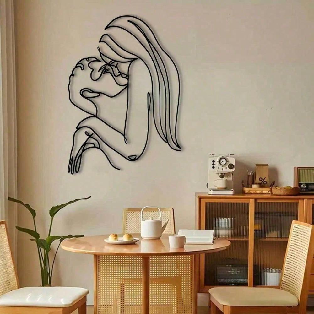 1 PC Couple Kissing LOVE Feeling Minimalisty Metal Wall Art - Modern Home Decor for Bedroom, Living Room, or Bathroom.