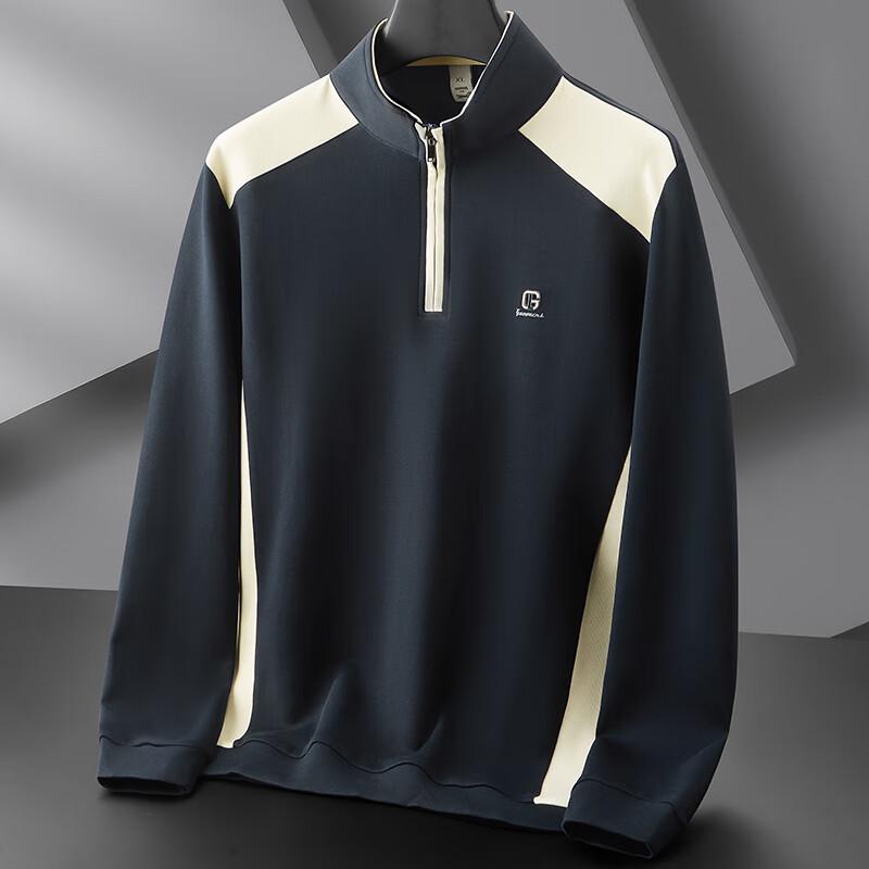 

DIBINZE Men s Plus Size Color Block Half-Zip Stand Collar Sweatshirt 4XL