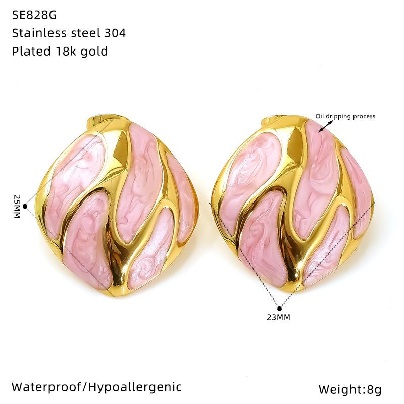 Htpwe Stainless Steel Dripping Round Butterfly Stud Earrings Women 18k Gold Couple Holiday Gift Earrings Party Daily Zircon