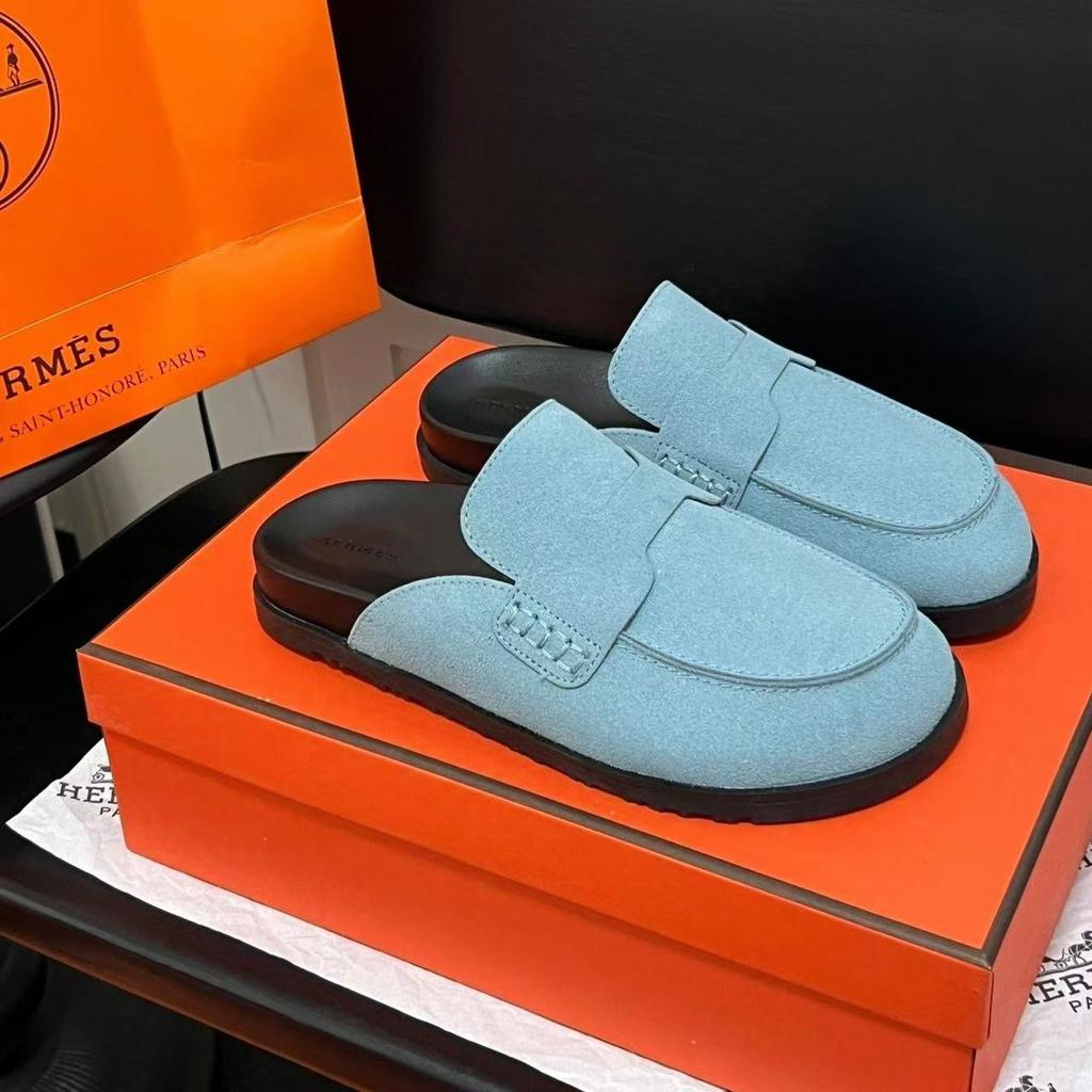 Leather Birkenstocks for Women, New Spring Platform Cork Bag Head and Half-drag Birkenstocks for Outer Wear.