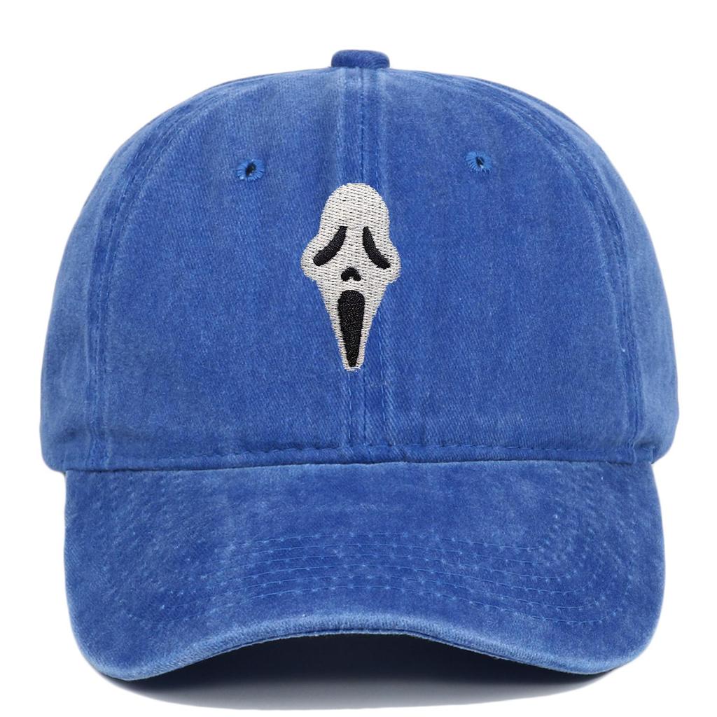 Halloween Skull Embroidered Distressed Baseball Cap for Men and Women
