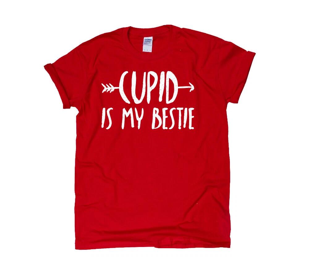 Cupid Is My Bestie Valentine s Day T-Shirt Funny Cute Present Gift For Women XL