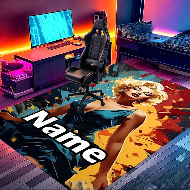 Custom Name Personalized Marilyn Monroe Print Carpet, Versatile Home Decor Rug, for Playroom, Apartment, Balcony, Entryway, Hallway Gift