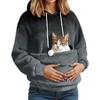 Damen Modisches Lässiges Fleecegefüttertes Langarm-Taschen-Kapuzen-Sweatshirt mit Aufdruck