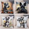Cute Mini Schnauzer Dog Cushion Cover Home Double Print Decor Cartoon Pet Animal for Sofa Car Pillowcase Soft Plush Pillow Case