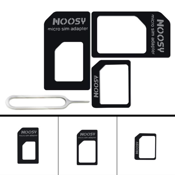 Nano Simkartenadapter 4 in 1 Micro iPhone HTC SAMSUNG Noosy schwarz