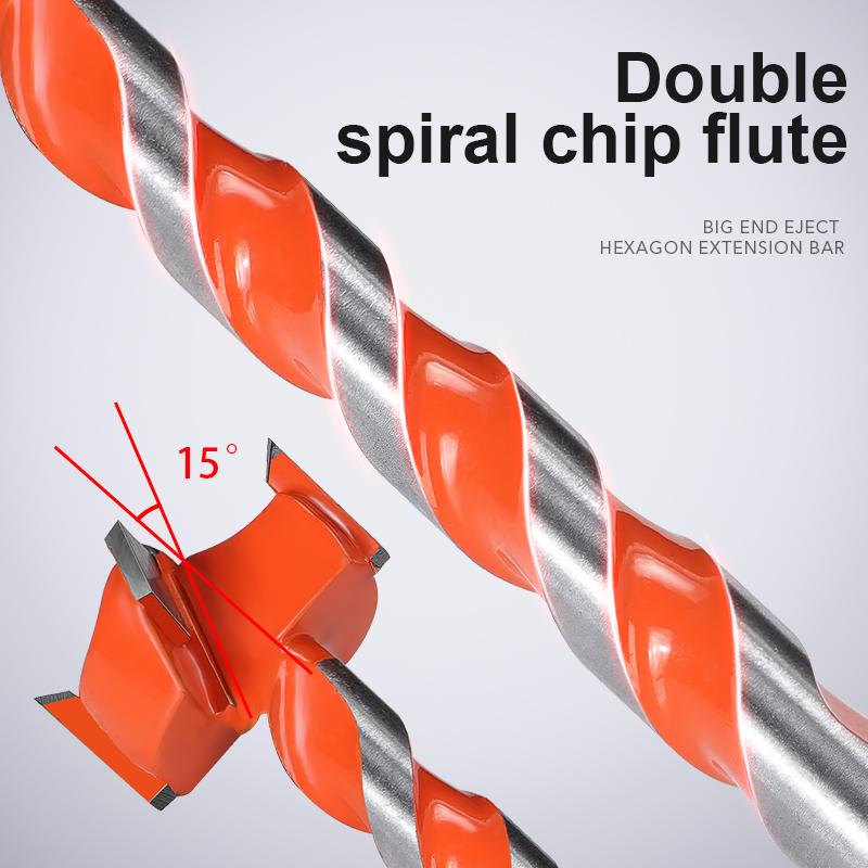 Large Size Drill Bit Boring Woodworking Hole Saw, Carbide Steel Hinge Cutter Tool for Wood Plastic Plywood Black Orange