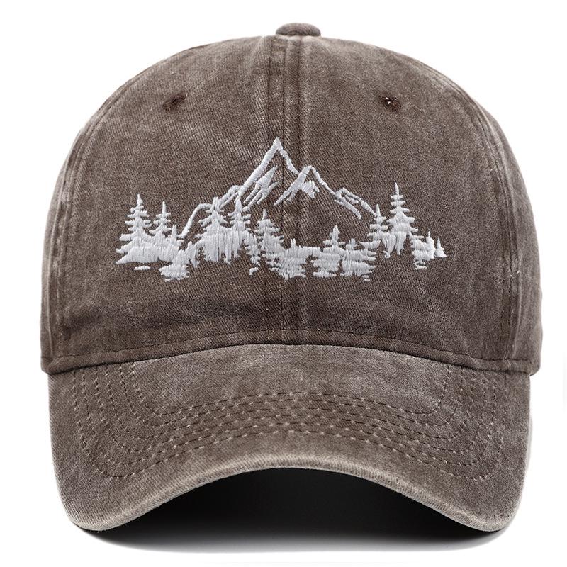 TEMU Mountain Forest Embroidered Flat Cap: Men's Outdoor Hiking & Fishing Hat, Women's Baseball Cap
