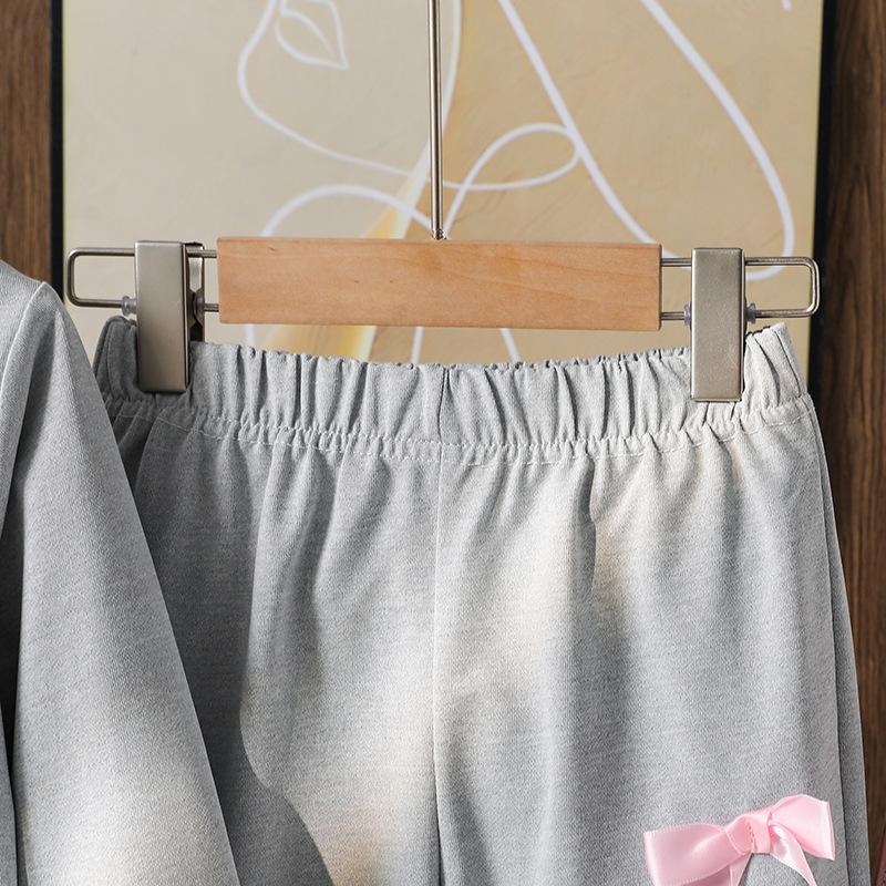 Girls' Toddler Outfit Children's Clothing Autumn New Korean Version 3D Bow Long Sleeve Sweatshirt Casual Long Pants