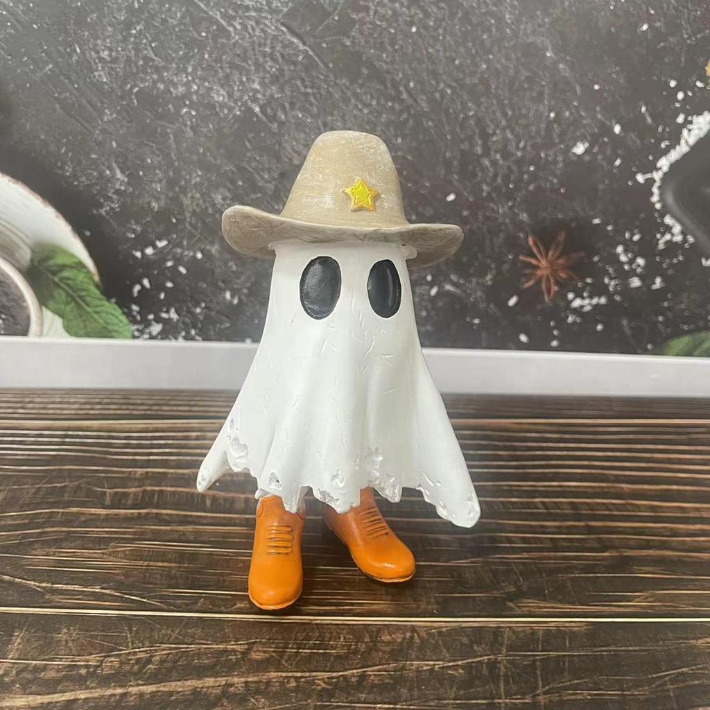 Estátua de Halloween, Estátuas de Cowboy, Estátua de Halloween Usando Bota de Cowboy Estátua Decoração de Halloween Fofa Decorações de Halloween Interior Exterior