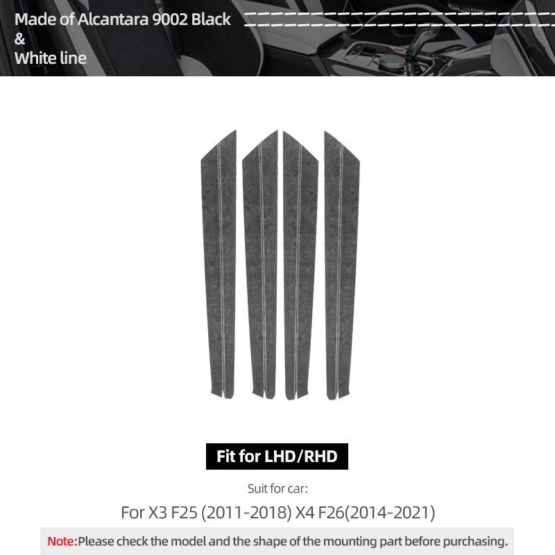 Per BMW X3 F25 X4 F26 Realizzato in Alcantara Striscia Decorativa Pannello Porta Adesiva Adesivi Performance 4 Pezzi Accessori Tuning Interno Auto