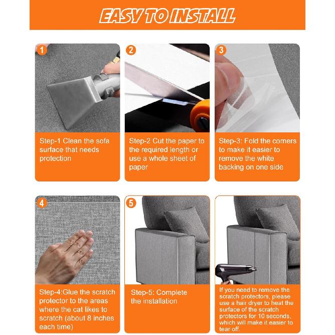 20-Pack Cat Scratch Furniture Couch Protector - Large Size 17x12inch Sofa Protectors Tape from Anti Cats Claws Scratching , Chair Corner Guards Cover