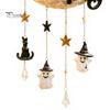 Creative Housewarming Gifts for Women Solar Moon Black Cat Wind Chime Light, Powered Hanging Lamp, Waterproof Resin Outdoor Garden Chimes Decor Patio