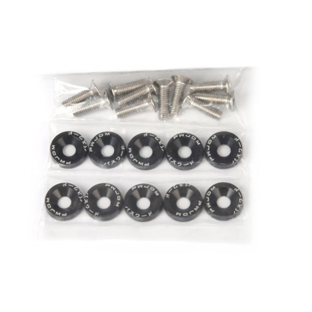 

10 шт., алюминиевые шайбы, винты из нержавеющей стали, болт для модификации автомобиля, болт номерного знака чёрный
