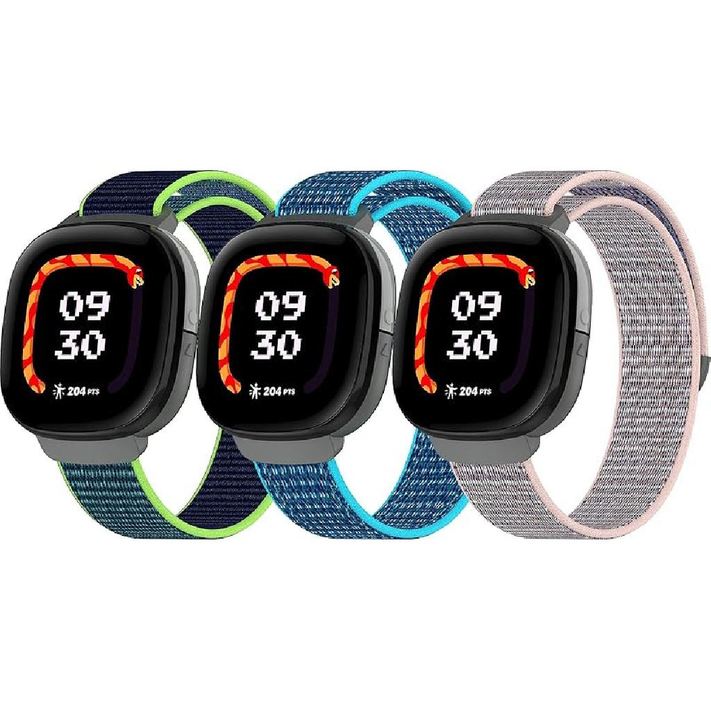 3-Pack Nylon Bands Compatible with Google Fitbit Ace LTE (2024), Breathable Sport Replacement Straps Soft Adjustable Solo Loop Nylon Wristband for