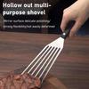 Spatule ajourée en acier inoxydable avec manche en bois Tourne-disque robuste pour steak, poisson, barbecue Résistant à la chaleur, antirouille Outil de cuisine essentiel pour retourner