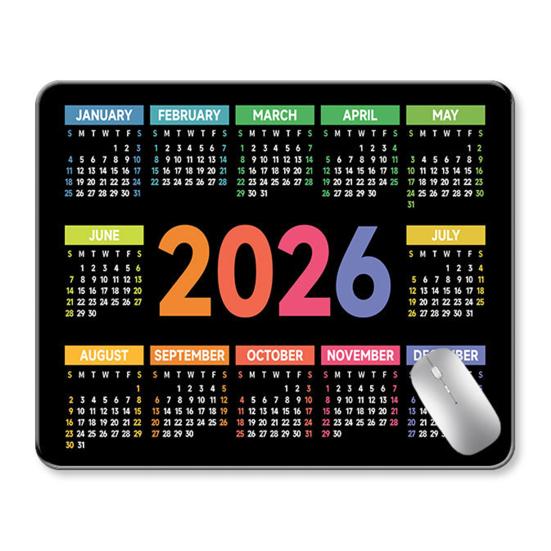 2026 Calendar Mouse Pad Rectangle Waterproof Home Office Gaming Computer Laptop Mousepad Desk Mat with Non-slip Rubber Base PC Accessories