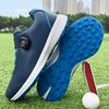 Men's Waterproof Breathable Golf Shoes with Fixed Spikes and Buttons