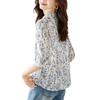 Small Floral Shirt Women's Summer New Design Sense Niche and Thin Temperament Stand-up Collar Seven-quarter Sleeve Pullover Shirt
