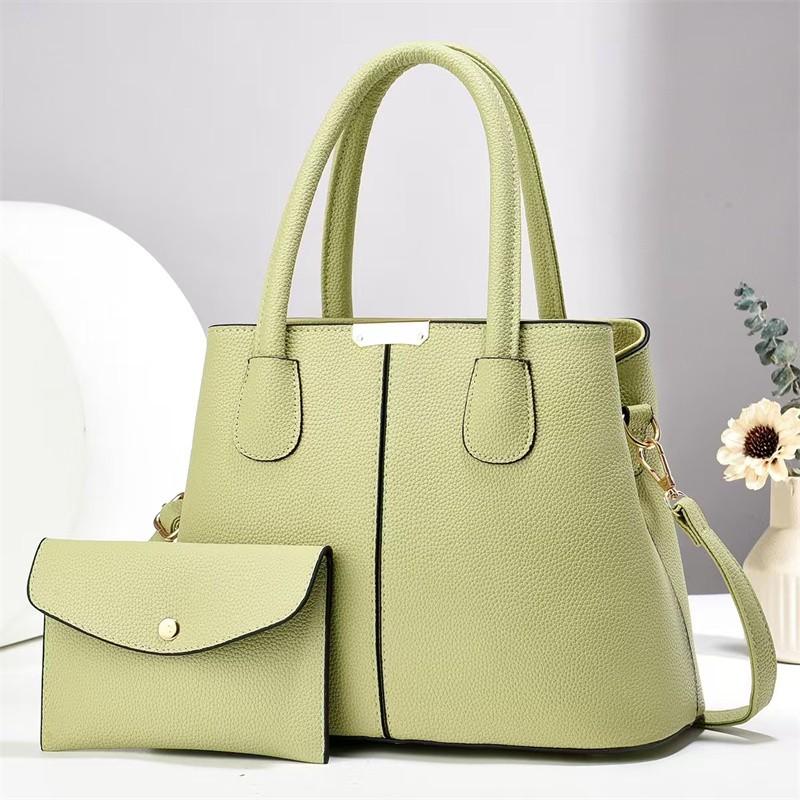 Women's 2-Piece Black Tote Bag Set Stylish Leather Handbag with Matching Wallet & Adjustable Crossbody Strap