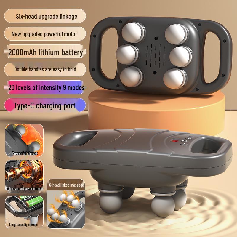 Six-Head Wireless Muscle Massager with Hot Compress and Adjustable High-Frequency Vibration