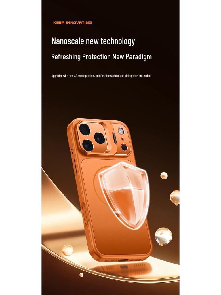 Orange magnetische Schutzhülle mit Objektivständer für Apple 17 Pro Max