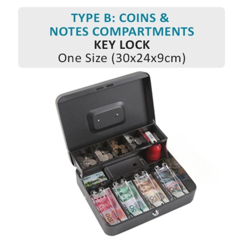 Key Lock / Removable Tray Safe Piggy Bank Shop Supermarket Money Storage Cabinet Passcode Lock Cash Cashier Box